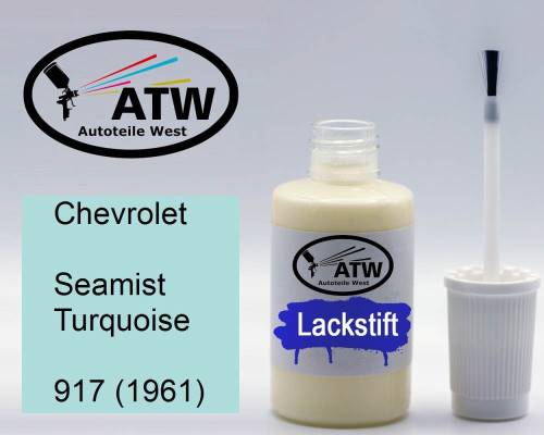 Chevrolet, Seamist Turquoise, 917 (1961): 20ml Lackstift, von ATW Autoteile West.